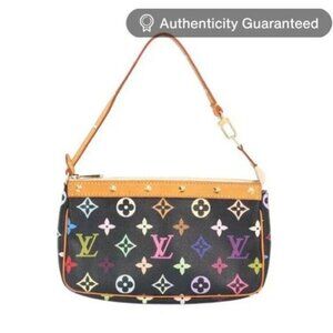 Louis Vuitton Monogram Multicolor Murakami Pochette Pouch Bag Accessories Black